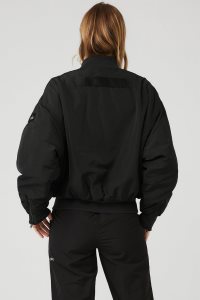 Kurtki Na Co Dzień Alo Yoga Faux Fur Urbanite Bomber Damskie Czarne Białe | 18720-TRAZ