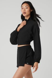 Kurtki Polarowe Alo Yoga Clubhouse Damskie Czarne | 94628-OIXF