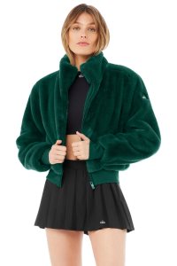 Kurtki Polarowe Alo Yoga Faux Fur Foxy Damskie Ciemny Turkusowe | 19723-FHRW