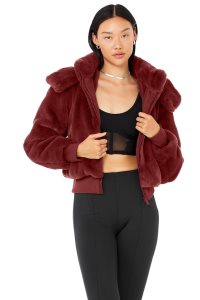 Kurtki Polarowe Alo Yoga Faux Fur Foxy Damskie Khaki | 43210-HLQP