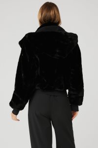 Kurtki Polarowe Alo Yoga Faux Fur Foxy Damskie Czarne | 47205-TFPR