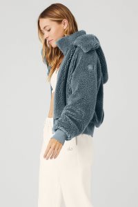 Kurtki Polarowe Alo Yoga Foxy Damskie Szare Niebieskie | 71263-AVJB