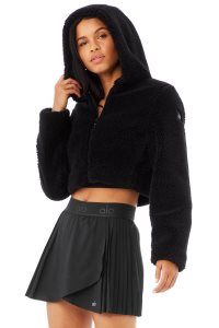 Kurtki Polarowe Alo Yoga LA Damskie Czarne | 26741-QFRO