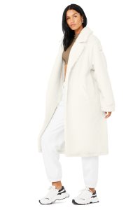 Kurtki Polarowe Alo Yoga Oversized Trench Damskie Białe | 39704-WBQP