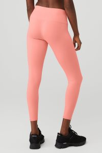 Legginsy Alo Yoga 7/8 High-Stanem Airbrush Damskie Różowe | 37862-KMAE