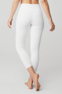 Legginsy Alo Yoga 7/8 High-Stanem Airbrush Damskie Białe | 63412-SUZA