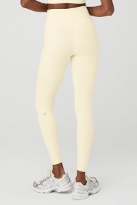Legginsy Alo Yoga 7/8 High-Stanem Airbrush Damskie Głęboka Żółte | 75908-ZLDA