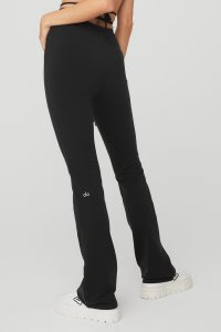 Legginsy Alo Yoga Airbrush High-Stanem Cinch Flare Damskie Czarne | 31975-AIOB