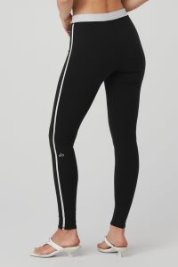 Legginsy Alo Yoga Airbrush High-Stanem Streamlined Damskie Czarne Białe | 21963-ELSK