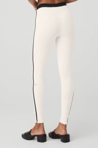 Legginsy Alo Yoga Airbrush High-Stanem Streamlined Damskie Białe Czarne | 78132-DPOZ