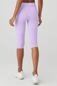 Legginsy Alo Yoga Airbrush V-Cut Define Capri Damskie Fioletowe | 25687-XHQP