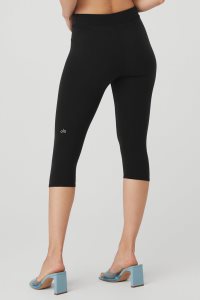 Legginsy Alo Yoga Airbrush V-Cut Define Capri Damskie Czarne | 60783-AFTC