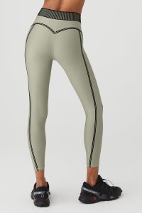 Legginsy Alo Yoga Airlift High-Stanem 7/8 Line Up Damskie Cytrynowy Zielone | 12730-ZYKN