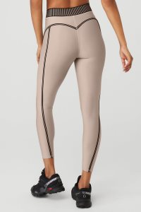Legginsy Alo Yoga Airlift High-Stanem 7/8 Line Up Damskie Szare Brązowe | 32708-XGOL