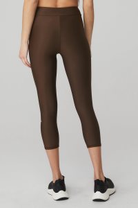 Legginsy Alo Yoga Airlift High-Stanem Conceal-Zip Capri Damskie Kawa | 05462-ZVHQ