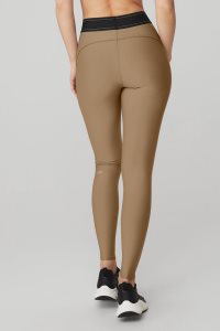 Legginsy Alo Yoga Airlift High-Stanem Suit Up Damskie Khaki | 87936-DAET