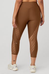 Legginsy Alo Yoga Airlift Mesh High-Stanem Celeste Capri Damskie Brązowe | 37298-MQEJ