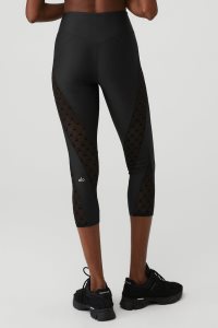 Legginsy Alo Yoga Airlift Mesh High-Stanem Celeste Capri Damskie Czarne | 41023-PIJY