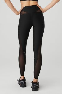 Legginsy Alo Yoga Airlift Mesh High-Stanem Allure Damskie Czarne | 71354-UCYM