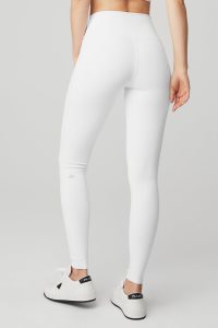 Legginsy Alo Yoga Alo Joga High-Stanem Airbrush Damskie Białe | 25193-XCDB