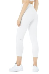 Legginsy Alo Yoga Alo Joga High-Stanem Airbrush Capri Damskie Białe | 31624-GKEF