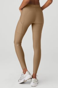 Legginsy Alo Yoga High-Stanem 4 Pocket Utility Damskie Khaki | 13547-AKIV