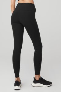 Legginsy Alo Yoga High-Stanem Airbrush Damskie Czarne | 08796-KZMC