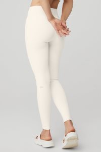 Legginsy Alo Yoga High-Stanem Airbrush Damskie Białe | 39582-RTFV