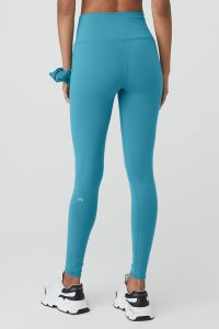 Legginsy Alo Yoga High-Stanem Airbrush Damskie Niebieskie | 83657-AWVT