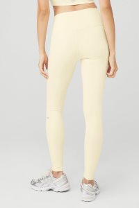 Legginsy Alo Yoga High-Stanem Airbrush Damskie Głęboka Żółte | 89726-RPTJ