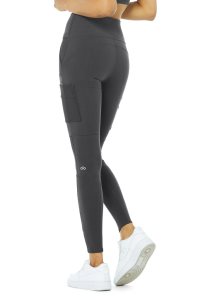 Legginsy Alo Yoga High-Stanem Cargo Damskie Ciemny Szare | 34168-CBSH