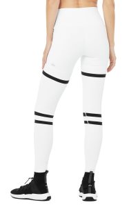 Legginsy Alo Yoga High-Stanem Legit Damskie Białe Czarne | 29365-VJGU