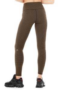 Legginsy Alo Yoga High-Stanem Micro Houndstooth Damskie Czarne | 47698-XHAO