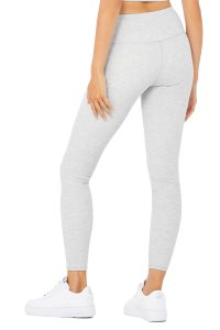 Legginsy Alo Yoga High-Stanem Micro Waffle LowKey Damskie Szare | 87901-UEGJ