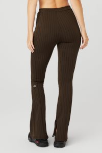 Legginsy Alo Yoga High-Stanem Pinstripe Zip It Flare Damskie Czarne | 06839-ILGR