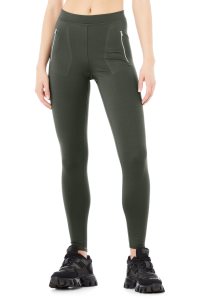 Legginsy Alo Yoga High-Stanem Thrill Seeker Damskie Ciemny Zielone | 20163-MBET