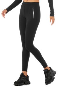 Legginsy Alo Yoga High-Stanem Thrill Seeker Damskie Czarne | 63927-KLWH