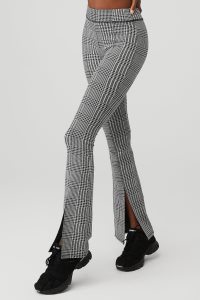 Legginsy Alo Yoga Jacquard High-Stanem Glenplaid Flutter Damskie Tytan Czarne | 41527-ZNTI