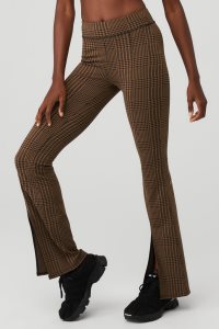 Legginsy Alo Yoga Jacquard High-Stanem Glenplaid Flutter Damskie Brązowe Czarne | 59617-NFXG