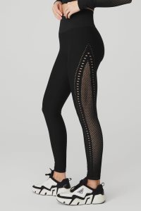 Legginsy Alo Yoga Seamless High-Stanem 7/8 Open Air Damskie Czarne | 05493-TVUN