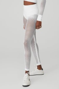 Legginsy Alo Yoga Seamless High-Stanem 7/8 Limitless Open Air Damskie Białe | 30274-PDGB