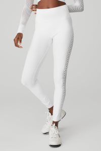 Legginsy Alo Yoga Seamless High-Stanem 7/8 Open Air Damskie Białe | 31985-OBSF