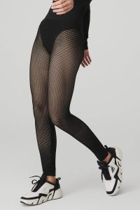 Legginsy Alo Yoga Seamless High-Stanem 7/8 Limitless Open Air Damskie Czarne | 34180-GAIX
