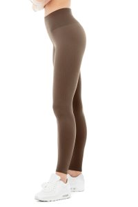 Legginsy Alo Yoga Seamless High-Stanem Żebrowany Damskie Kawa | 57894-XFBO