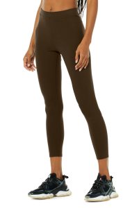 Legginsy Alo Yoga Żebrowany High-Stanem 7/8 Blissful Damskie Kawa | 02753-SCXA