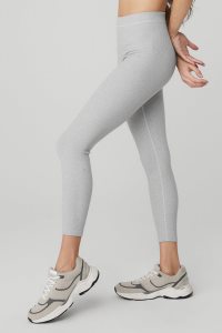 Legginsy Alo Yoga Żebrowany High-Stanem 7/8 Blissful Damskie Szare | 93805-QPLE