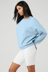 Long Sleeve Alo Yoga Accolade Crew Neck Damskie Niebieskie | 28790-GLXA