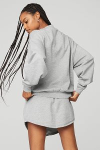 Long Sleeve Alo Yoga Accolade Crew Neck Damskie Szare | 93174-KPWT