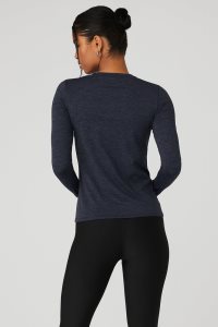 Long Sleeve Alo Yoga Alosoft Finesse Damskie Granatowe | 70468-ATPK