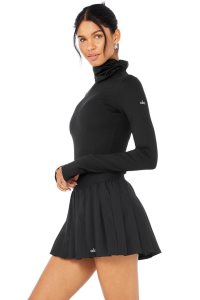 Long Sleeve Alo Yoga Alosoft Protection Turtleneck Damskie Czarne | 69075-CZXK